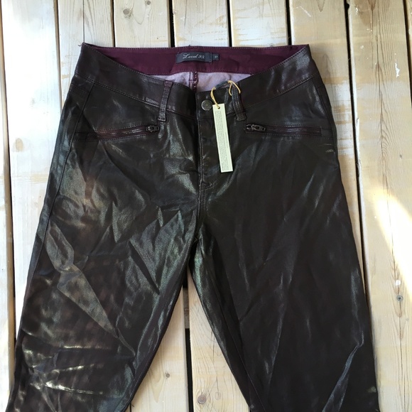 LEVEL 99 Jeans Skinny Pants Purple Jeans FAUX LEAT - Picture 5 of 7